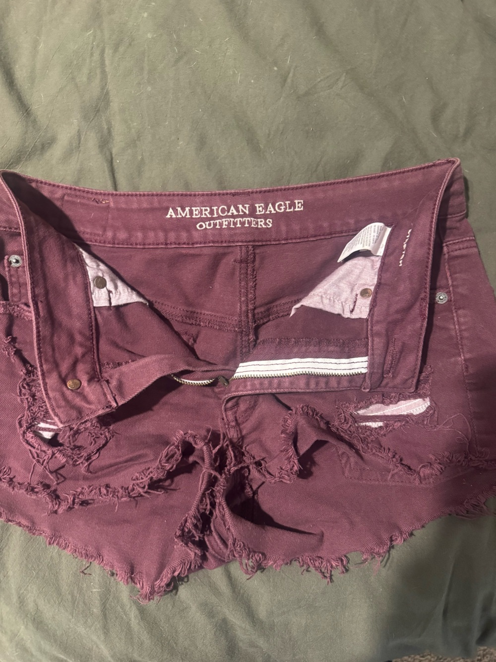 American Eagle Outfitters Maroon Distressed Denim Shorts